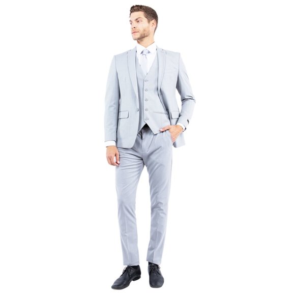 4-Way Stretch Mens Suit Set, 3-Piece Grey - Picture 7 of 7